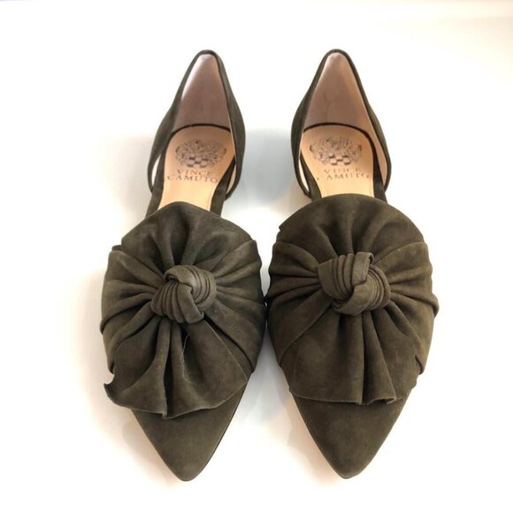 NWT VINCE CAMUTO Moressa Suede Bow-Wrapped Flats Dark Greenery SZ 6 - Picture 3 of 7
